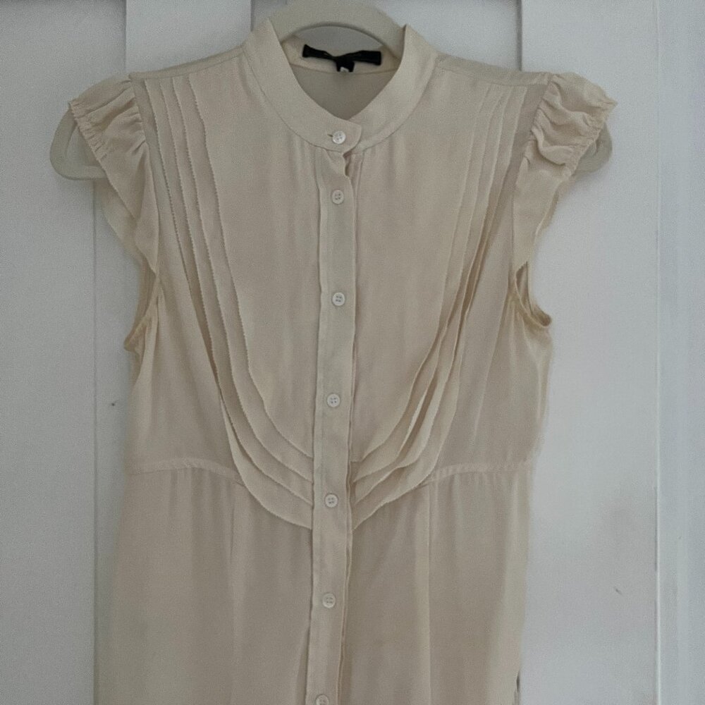 BCBG MaxAzria Silk Apron front shell sleeveless top 100% Silk XS